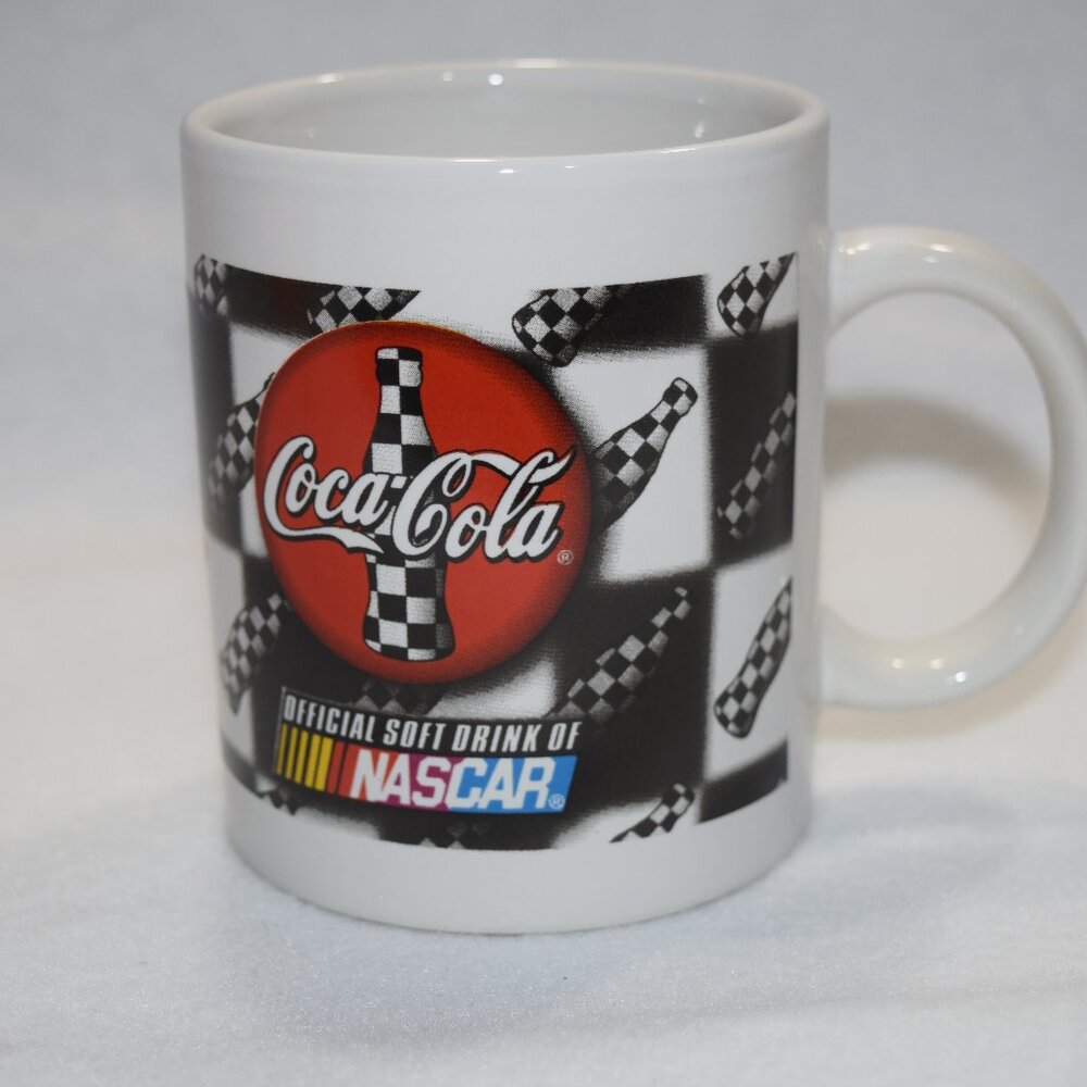 Coca Cola Nascar Coffee Mug Checkered Flag Official Drink Coke Racing Bottle BOX